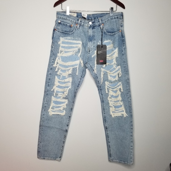 NWT Levi's Men's Premium Hi-Ball Roll Distressed Ripped Jeans - Picture 2 of 16